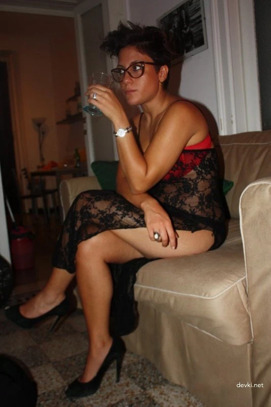 Drunk brunette with a big hole