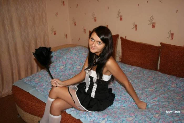 Cute maid without panties with a cock in her pussy