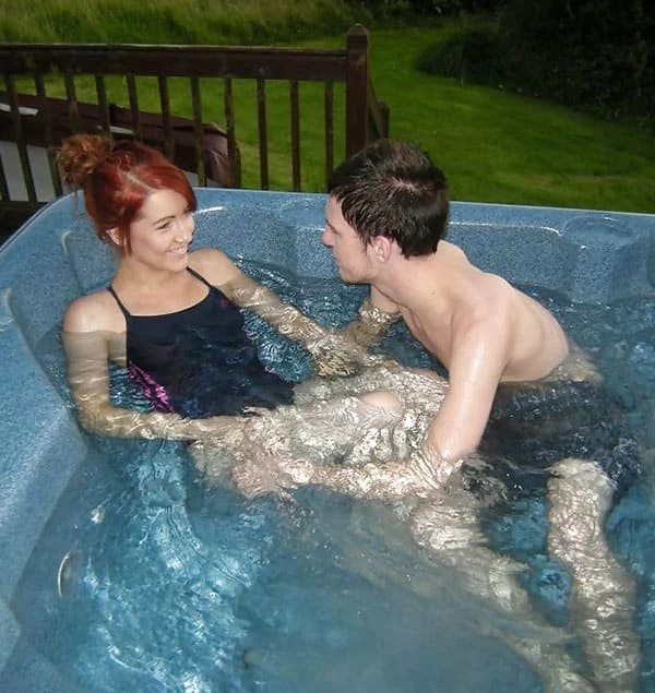 Sex in an outdoor jacuzzi
